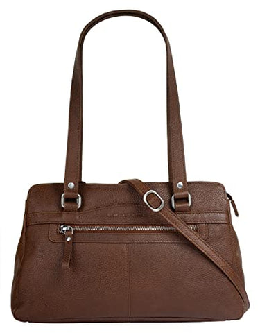 Betty Barclay Umhängetasche Echt Leder Damen | Handtasche, Schultertasche, Henkeltasche aus Rindleder, Smartphonefach bis 6 Zoll, 33x20x12 cm, Stifthalter, abnehmbarer Gurt cognac | 021188 im Sale